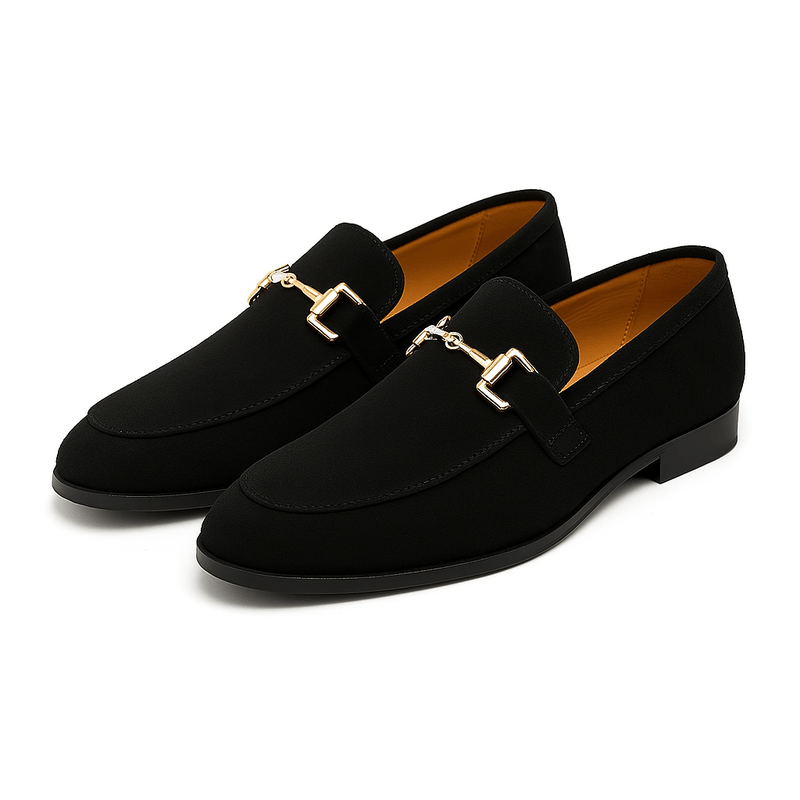 Πολυτελή Σουέντ Loafers με Χρυσή Λεπτομέρεια