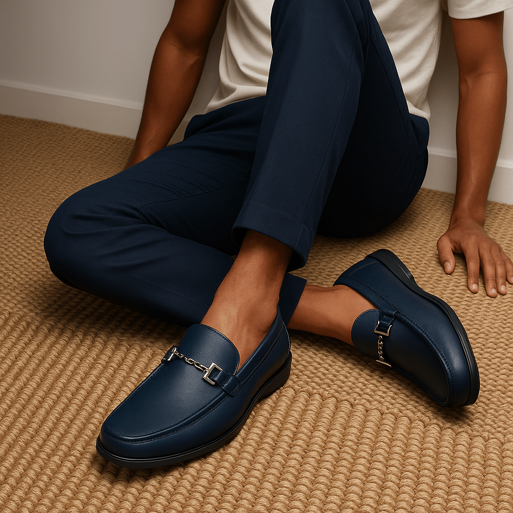 Κλασικά Δερμάτινα Loafers με Μεταλλική Λεπτομέρεια
