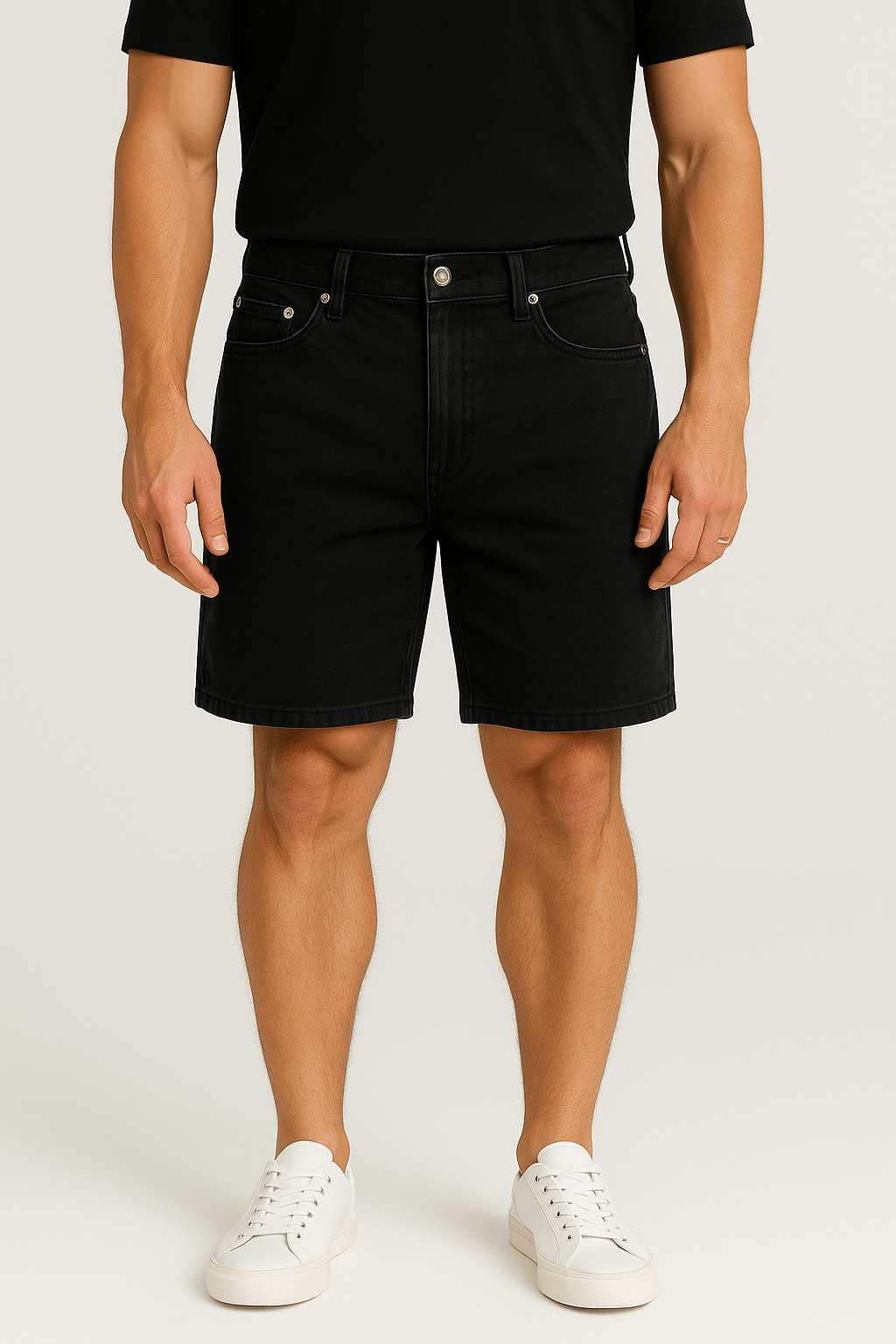 Βαμβακερή Twill Βερμούδα σε Μαύρο