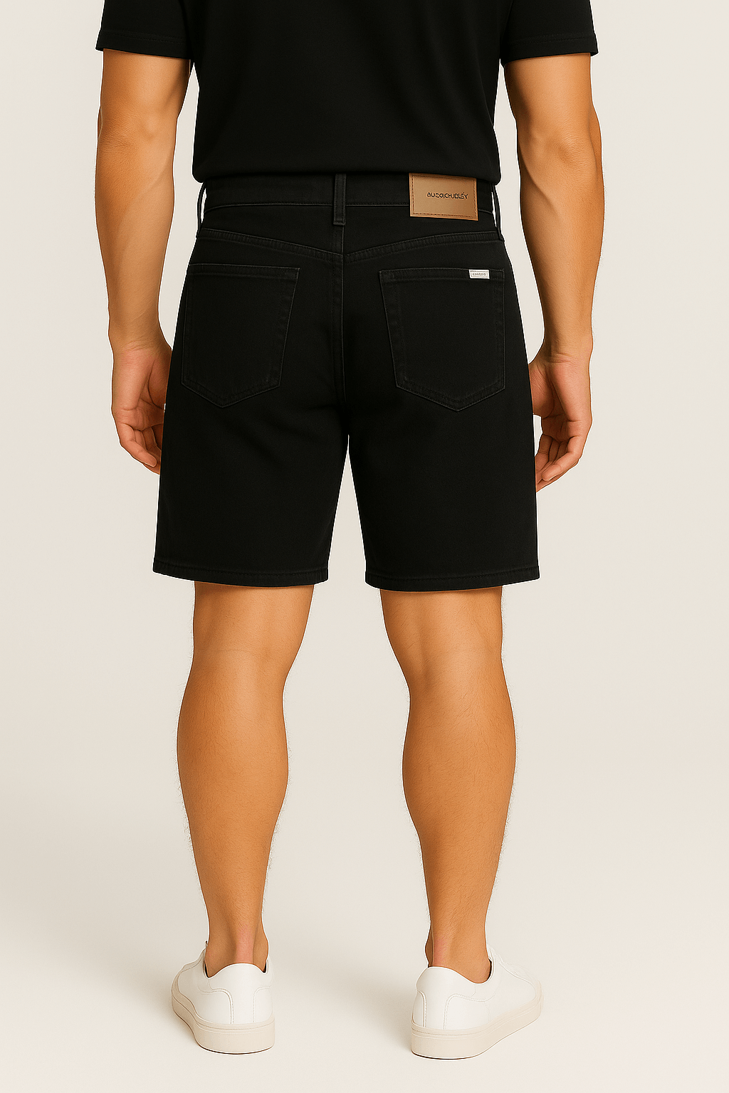 Βαμβακερή Twill Βερμούδα σε Μαύρο